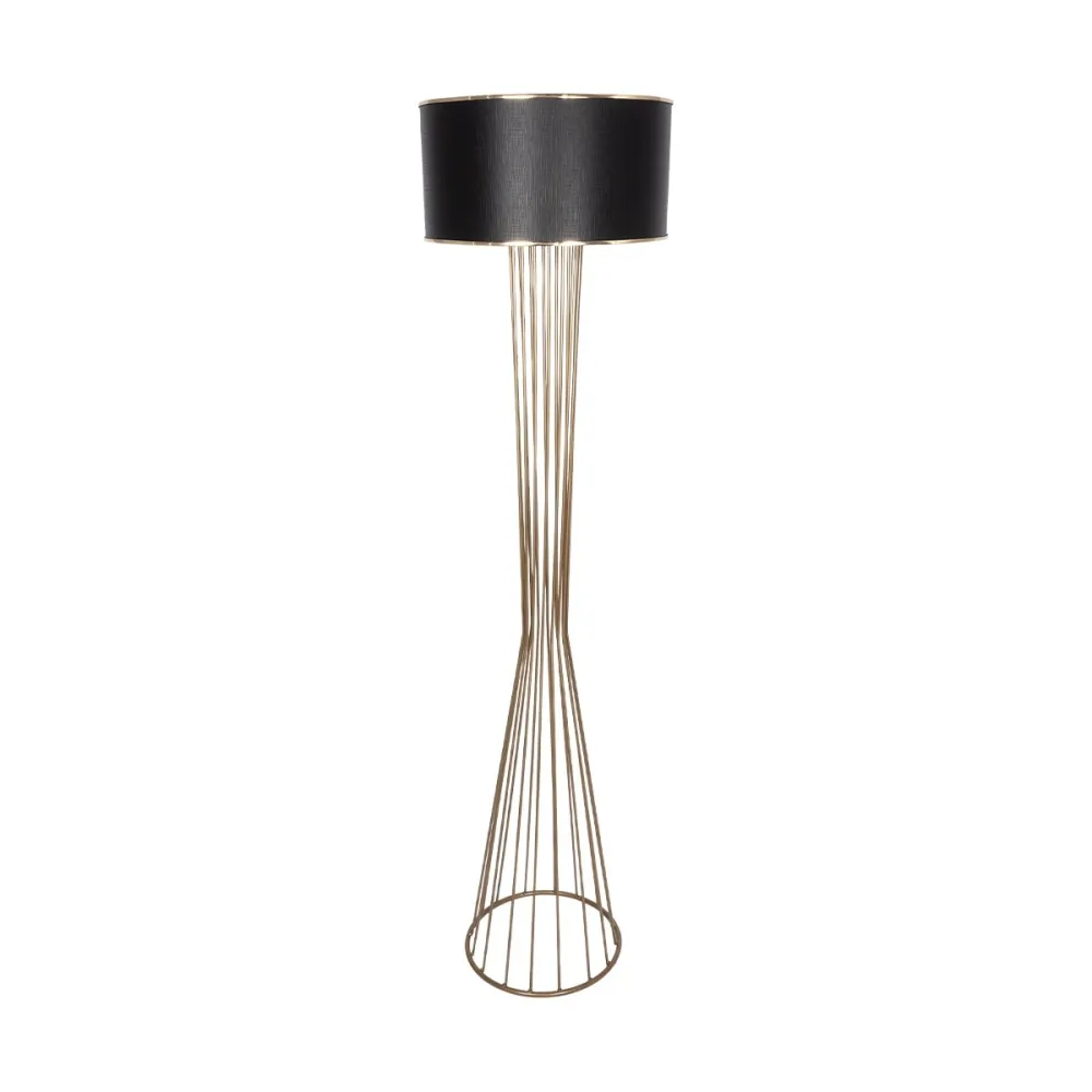 GLOBOSTAR® NOVA 201-0041 Μοντέρνο Επιδαπέδιο Φωτιστικό με Ντουί 1 x E27 AC 220-240V IP20 - Χρυσό & Μαύρο - Μ36 x Π36 x Υ148cm