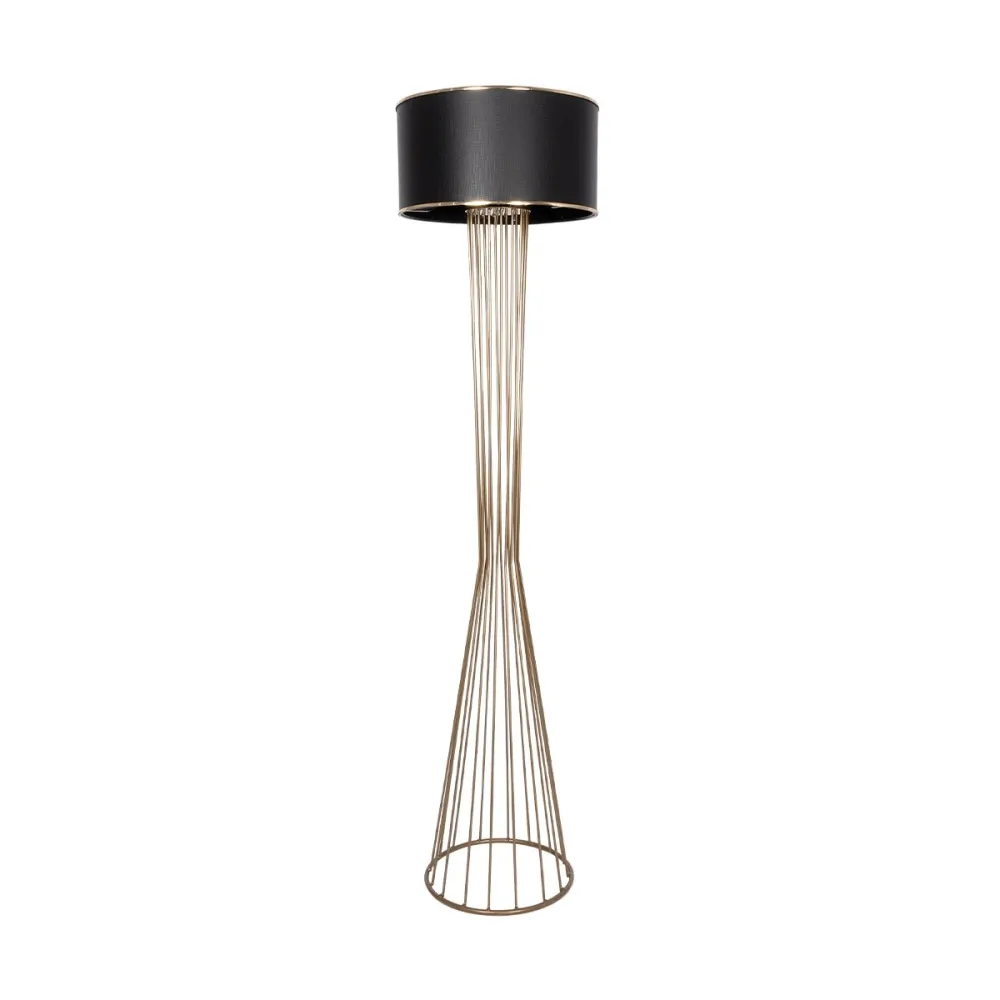 GLOBOSTAR® NOVA 201-0041 Μοντέρνο Επιδαπέδιο Φωτιστικό με Ντουί 1 x E27 AC 220-240V IP20 - Χρυσό & Μαύρο - Μ36 x Π36 x Υ148cm