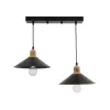 GLOBOSTAR® LUCANA 201-0043 Vintage Κρεμαστό Φωτιστικό Οροφής με Ντουί 2 x E27 AC 220-240V IP20 - Μαύρο & Χρυσό - Μ57 x Π25 x Υ26cm