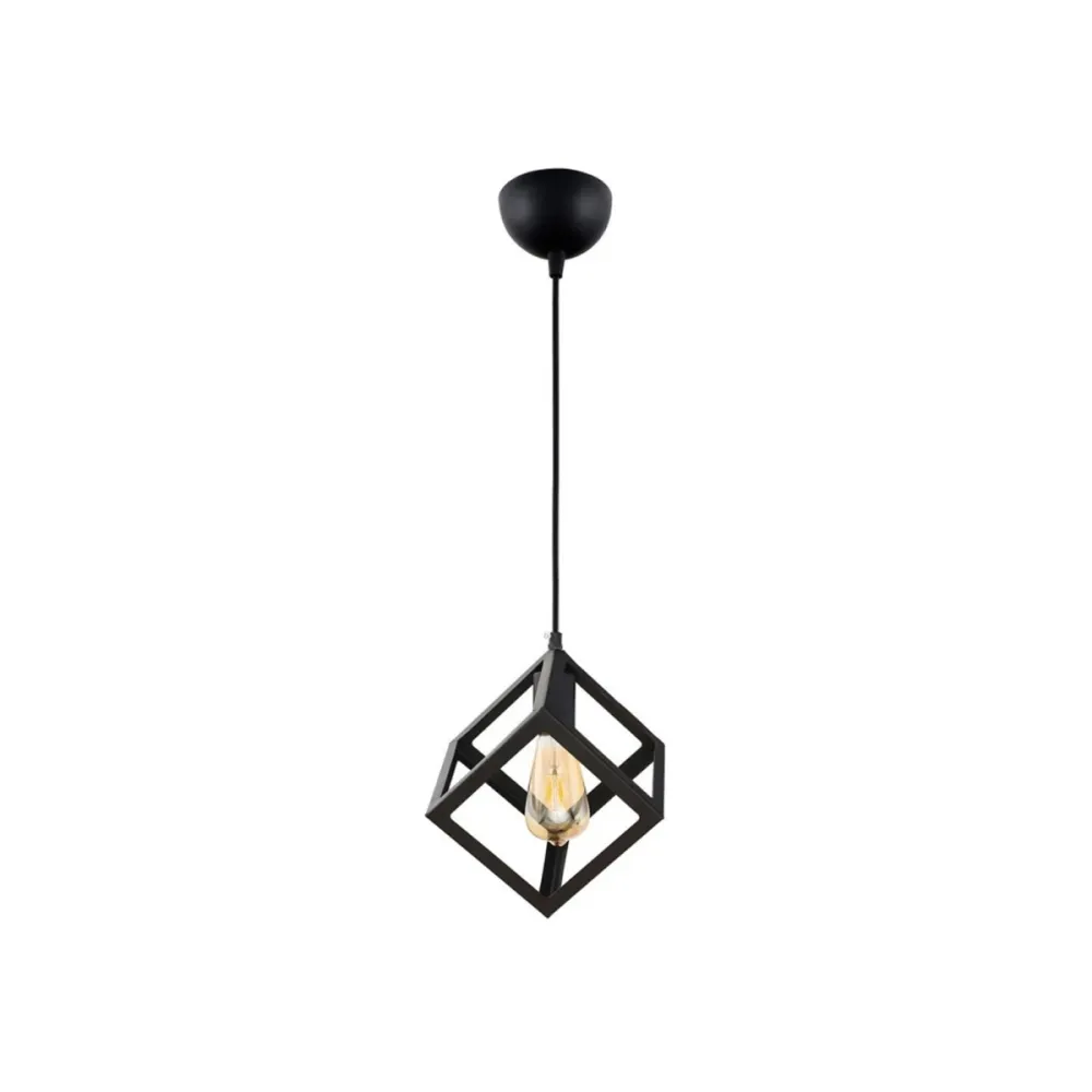 GLOBOSTAR® DISE 201-0049 Μοντέρνο Κρεμαστό Φωτιστικό Οροφής με Ντουί 1 x E27 AC 220-240V IP20 - Μαύρο - Μ28 x Π28 x Υ29cm