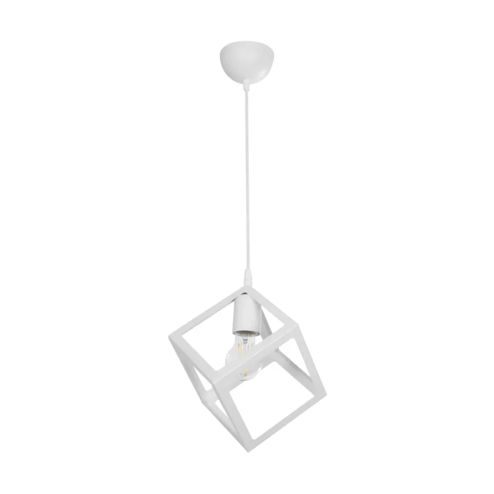 GLOBOSTAR® DISE 201-0052 Μοντέρνο Κρεμαστό Φωτιστικό Οροφής με Ντουί 1 x E27 AC 220-240V IP20 - Λευκό - Μ28 x Π28 x Υ31cm