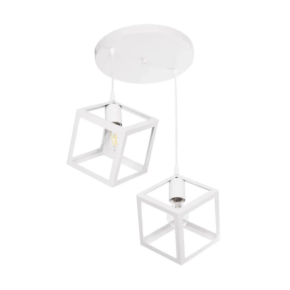 GLOBOSTAR® DISE 201-0053 Μοντέρνο Κρεμαστό Φωτιστικό Οροφής με Ντουί 2 x E27 AC 220-240V IP20 - Λευκό - Μ50 x Π30 x Υ50cm
