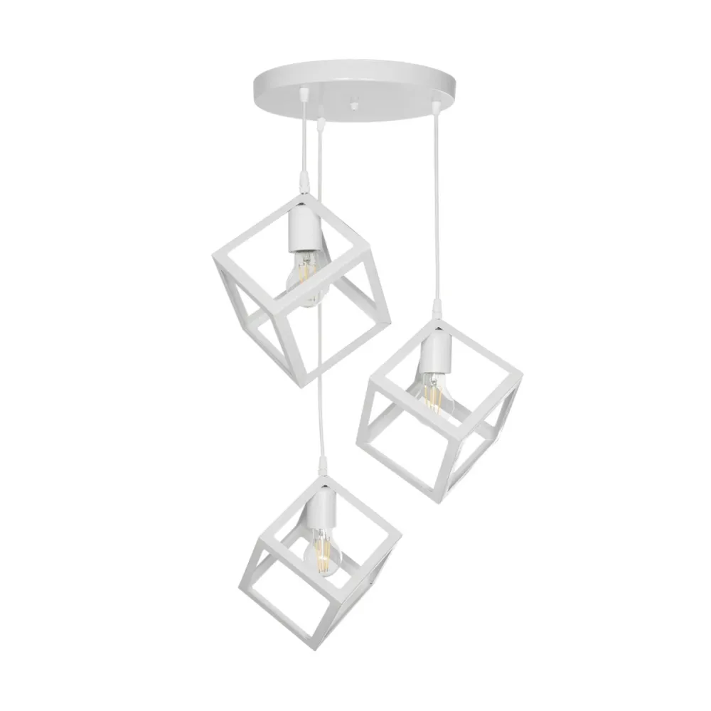 GLOBOSTAR® DISE 201-0054 Μοντέρνο Κρεμαστό Φωτιστικό Οροφής με Ντουί 3 x E27 AC 220-240V IP20 - Λευκό - Μ48 x Π48 x Υ65cm