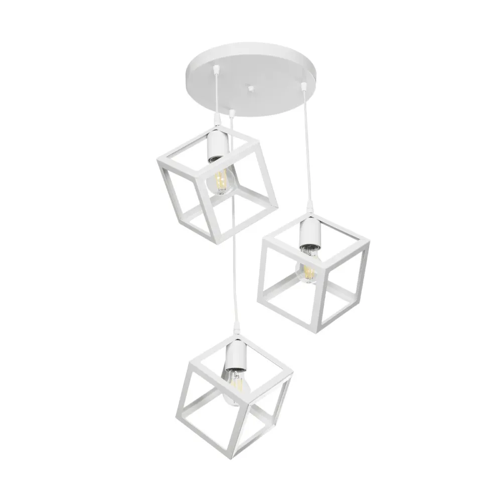 GLOBOSTAR® DISE 201-0054 Μοντέρνο Κρεμαστό Φωτιστικό Οροφής με Ντουί 3 x E27 AC 220-240V IP20 - Λευκό - Μ48 x Π48 x Υ65cm