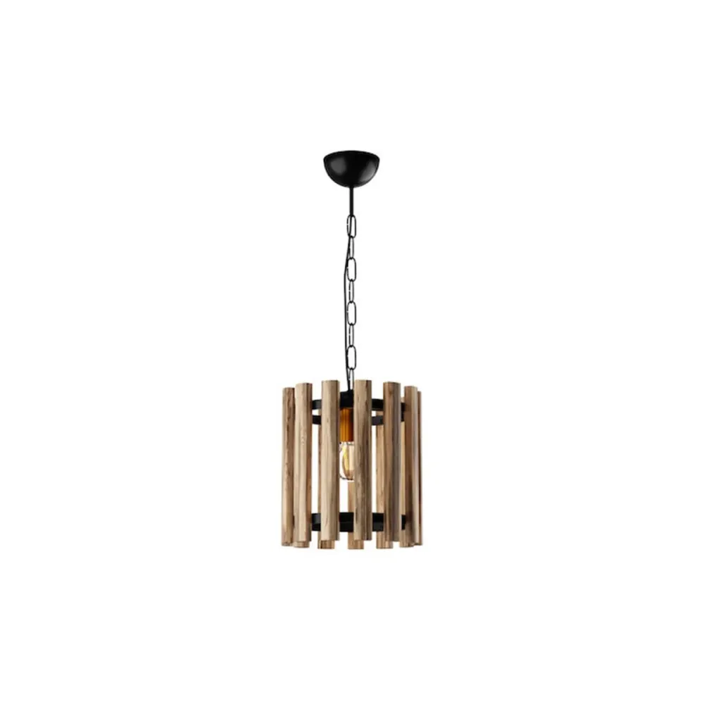 GLOBOSTAR® PRISMON 201-0061 Vintage Κρεμαστό Φωτιστικό Οροφής με Ντουί 1 x E27 AC 220-240V IP20 - Καφέ & Μαύρο - Μ22 x Π22 x Υ24cm