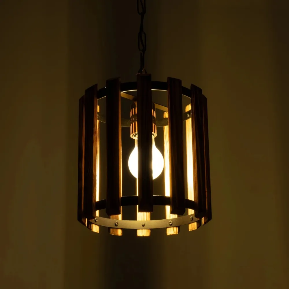 GLOBOSTAR® PRISMON 201-0061 Vintage Κρεμαστό Φωτιστικό Οροφής με Ντουί 1 x E27 AC 220-240V IP20 - Καφέ & Μαύρο - Μ22 x Π22 x Υ24cm