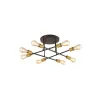 GLOBOSTAR® BLAZEA 201-0064 Vintage Φωτιστικό Οροφής με Ντουί 8 x E27 AC 220-240V IP20 - Χρυσό & Μαύρο - Μ51 x Π51 x Υ7cm
