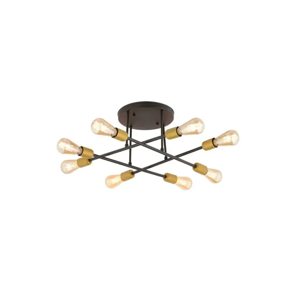 GLOBOSTAR® BLAZEA 201-0064 Vintage Φωτιστικό Οροφής με Ντουί 8 x E27 AC 220-240V IP20 - Χρυσό & Μαύρο - Μ51 x Π51 x Υ7cm