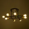 GLOBOSTAR® BLAZEA 201-0064 Vintage Φωτιστικό Οροφής με Ντουί 8 x E27 AC 220-240V IP20 - Χρυσό & Μαύρο - Μ51 x Π51 x Υ7cm