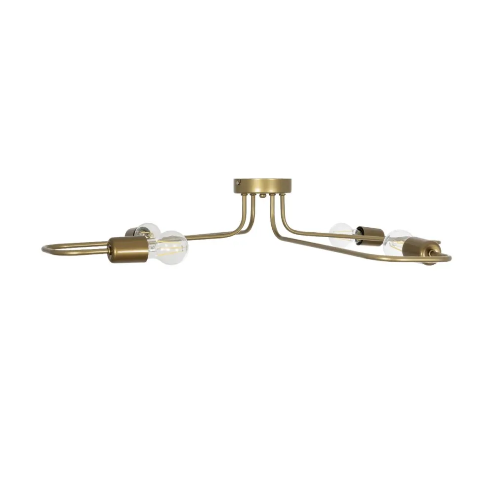 GLOBOSTAR® MOORNA 201-0065 Vintage Φωτιστικό Οροφής με Ντουί 4 x E27 AC 220-240V IP20 - Χρυσό - Μ97 x Π97 x Υ7cm
