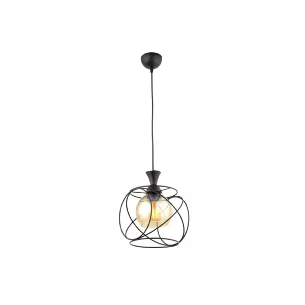 GLOBOSTAR® GLINDER 201-0068 Vintage Κρεμαστό Φωτιστικό Οροφής με Ντουί 1 x E27 AC 220-240V IP20 - Μαύρο & Μελί - Μ25 x Π18 x Υ24cm