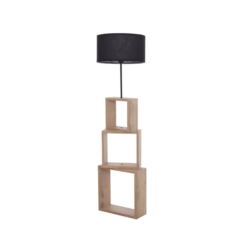 GLOBOSTAR® LUMO 201-0070 Μοντέρνο Επιδαπέδιο Φωτιστικό με Ντουί 1 x E27 AC 220-240V IP20 - Μπεζ & Μαύρο - Μ37 x Π36 x Υ136cm