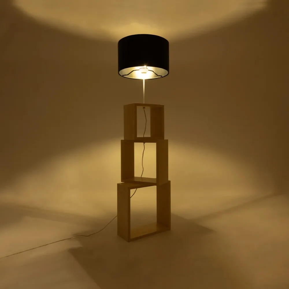 GLOBOSTAR® LUMO 201-0070 Μοντέρνο Επιδαπέδιο Φωτιστικό με Ντουί 1 x E27 AC 220-240V IP20 - Μπεζ & Μαύρο - Μ37 x Π36 x Υ136cm