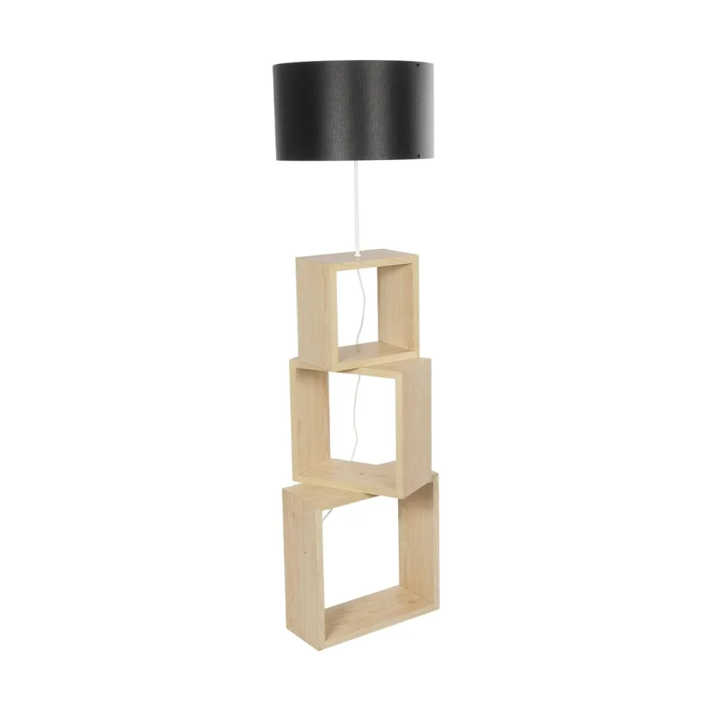 GLOBOSTAR® LUMO 201-0070 Μοντέρνο Επιδαπέδιο Φωτιστικό με Ντουί 1 x E27 AC 220-240V IP20 - Μπεζ & Μαύρο - Μ37 x Π36 x Υ136cm