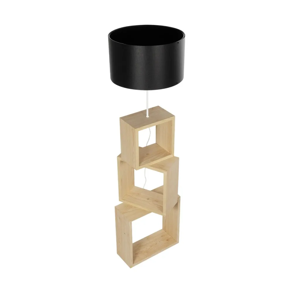 GLOBOSTAR® LUMO 201-0070 Μοντέρνο Επιδαπέδιο Φωτιστικό με Ντουί 1 x E27 AC 220-240V IP20 - Μπεζ & Μαύρο - Μ37 x Π36 x Υ136cm