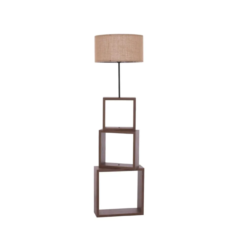 GLOBOSTAR® LUMO 201-0073 Μοντέρνο Επιδαπέδιο Φωτιστικό με Ντουί 1 x E27 AC 220-240V IP20 - Καφέ & Μπεζ - Μ37 x Π36 x Υ136cm