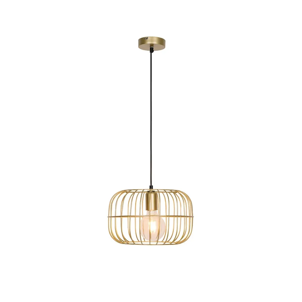 GLOBOSTAR® LUCANA 201-0074 Vintage Κρεμαστό Φωτιστικό Οροφής με Ντουί 1 x E27 AC 220-240V IP20 - Χρυσό - Μ29 x Π29 x Υ23cm