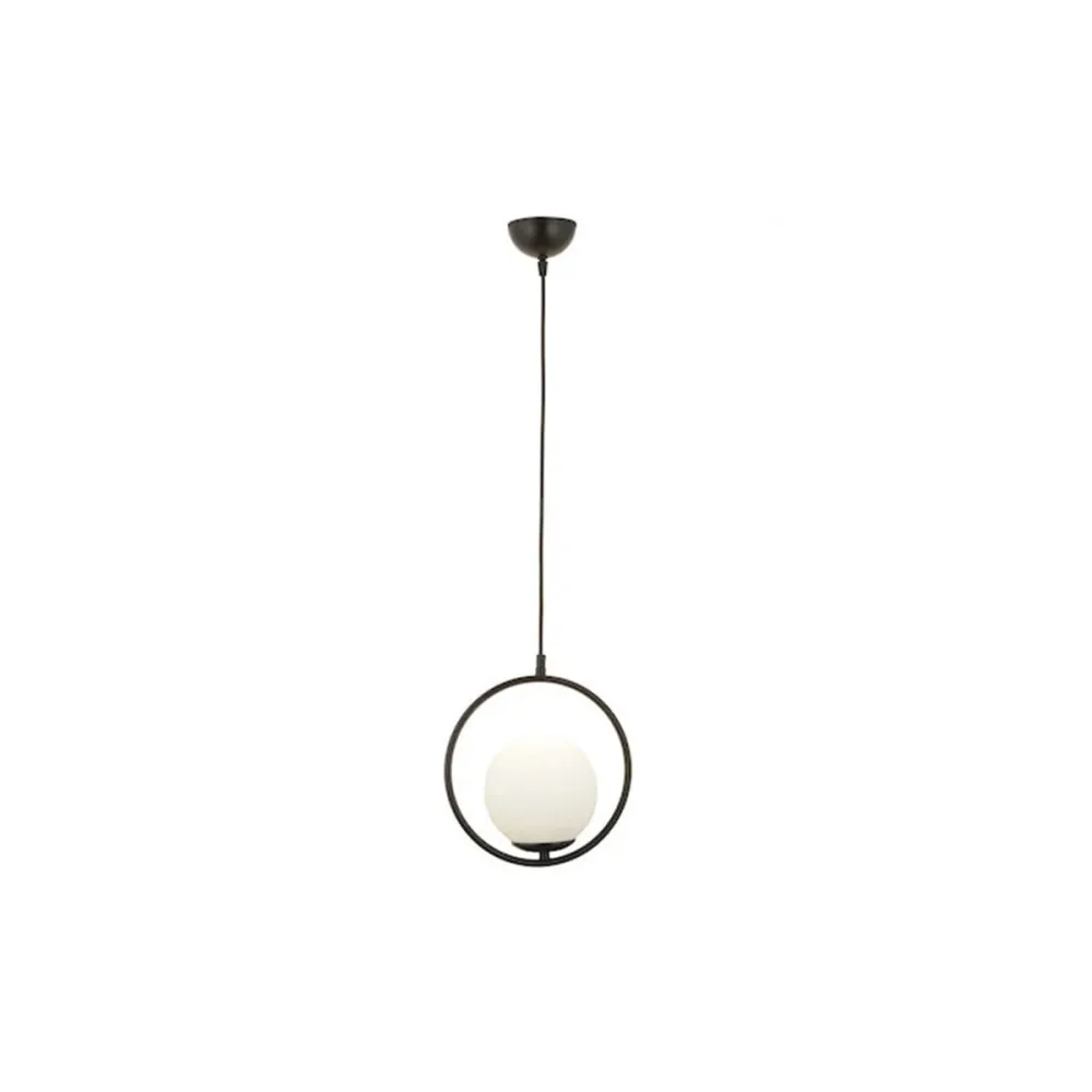 GLOBOSTAR® CIRCLE 201-0075 Vintage Κρεμαστό Φωτιστικό Οροφής με Ντουί 1 x E27 AC 220-240V IP20 - Μαύρο & Λευκό - Μ26 x Π26 x Υ29cm