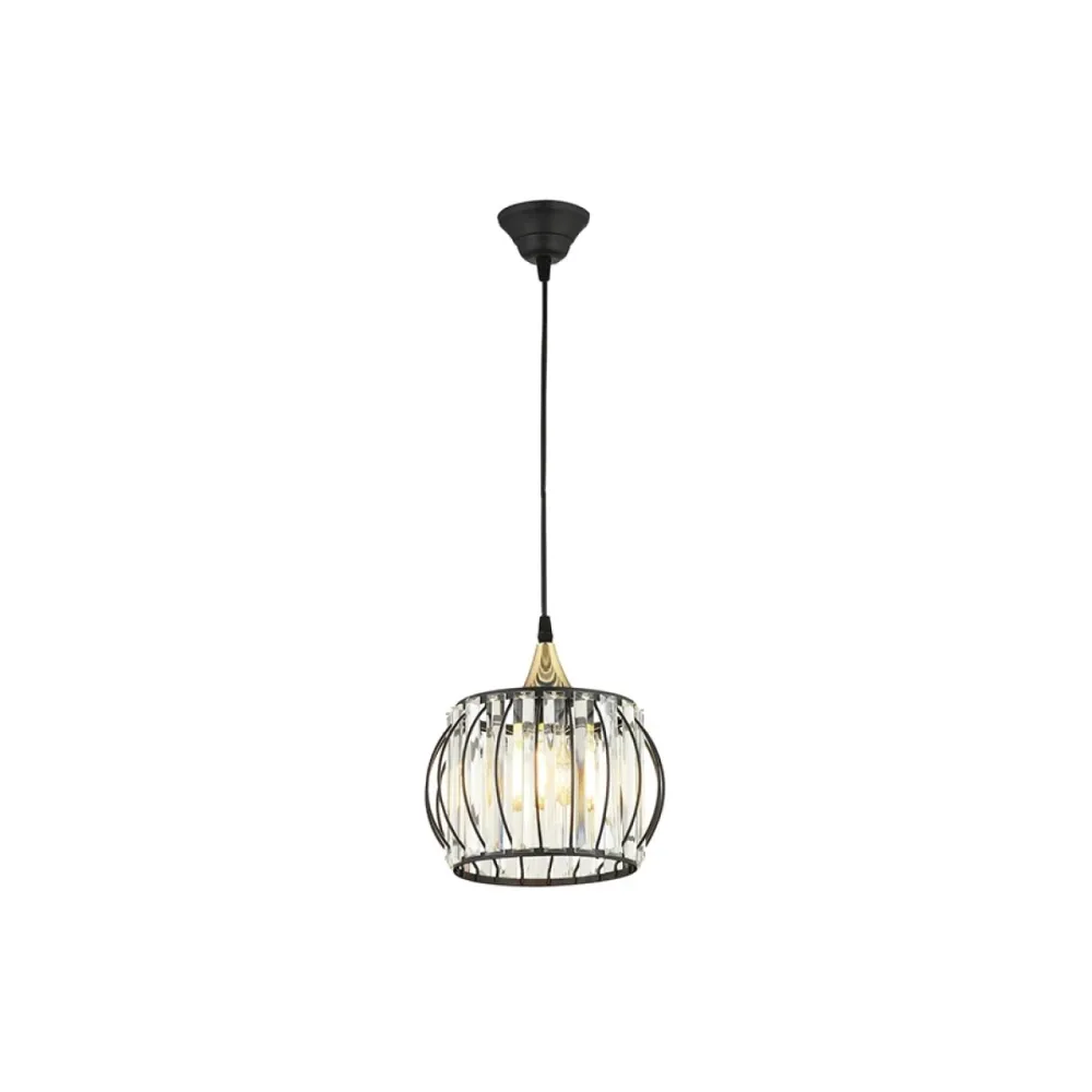 GLOBOSTAR® LUCERO 201-0078 Vintage Κρεμαστό Φωτιστικό Οροφής με Ντουί 1 x E27 AC 220-240V IP20 - Μαύρο & Διάφανο - Μ24 x Π24 x Υ24cm