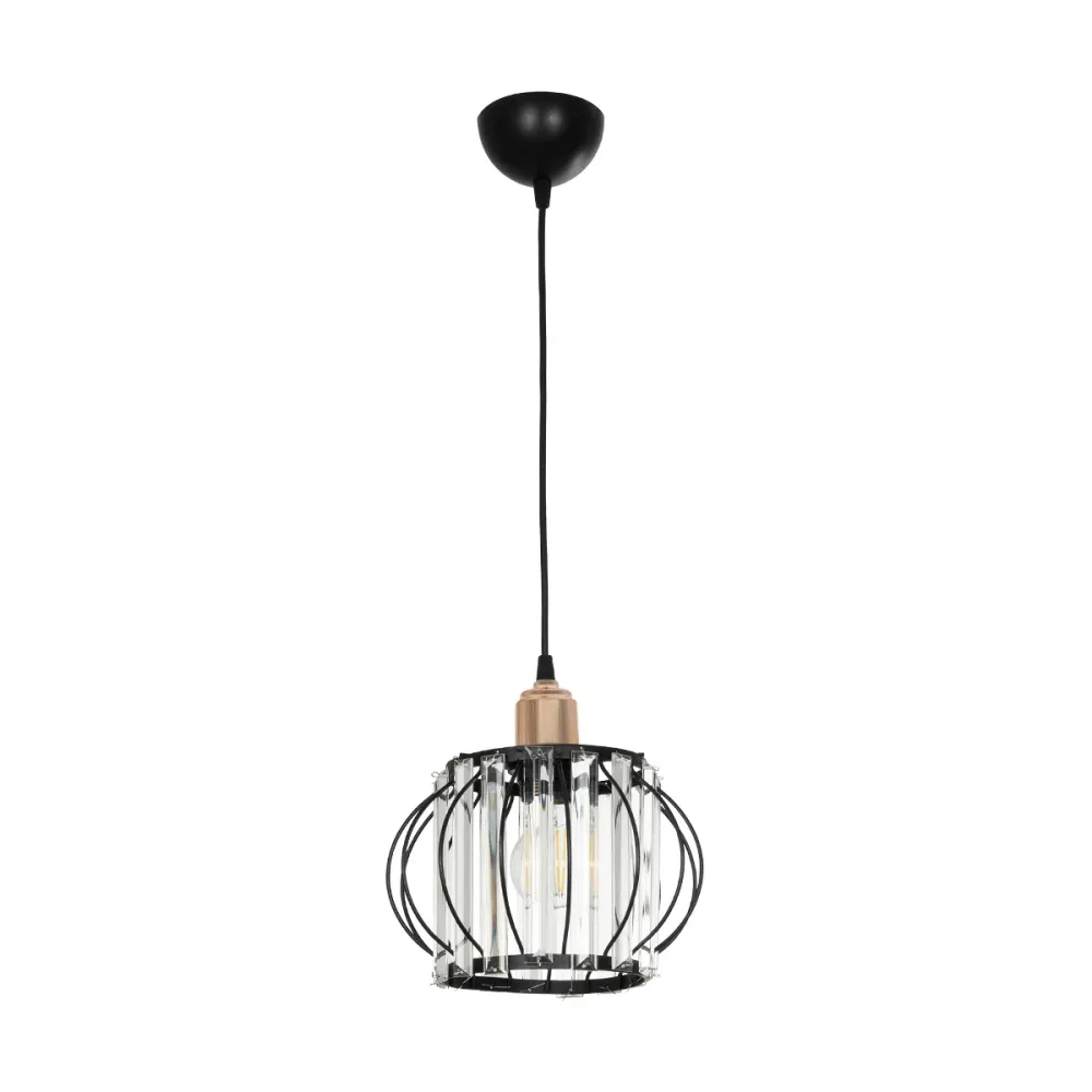 GLOBOSTAR® LUCERO 201-0078 Vintage Κρεμαστό Φωτιστικό Οροφής με Ντουί 1 x E27 AC 220-240V IP20 - Μαύρο & Διάφανο - Μ24 x Π24 x Υ24cm
