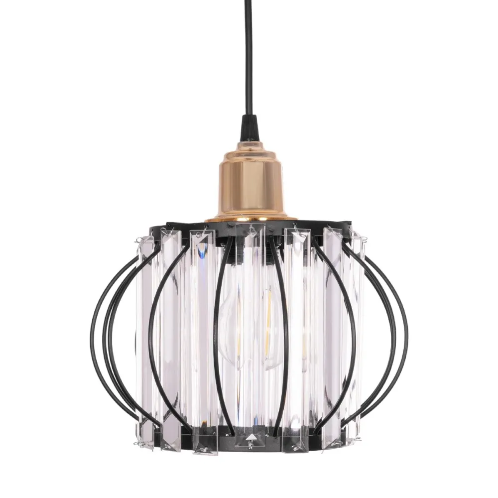 GLOBOSTAR® LUCERO 201-0078 Vintage Κρεμαστό Φωτιστικό Οροφής με Ντουί 1 x E27 AC 220-240V IP20 - Μαύρο & Διάφανο - Μ24 x Π24 x Υ24cm