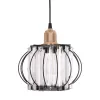 GLOBOSTAR® LUCERO 201-0078 Vintage Κρεμαστό Φωτιστικό Οροφής με Ντουί 1 x E27 AC 220-240V IP20 - Μαύρο & Διάφανο - Μ24 x Π24 x Υ24cm