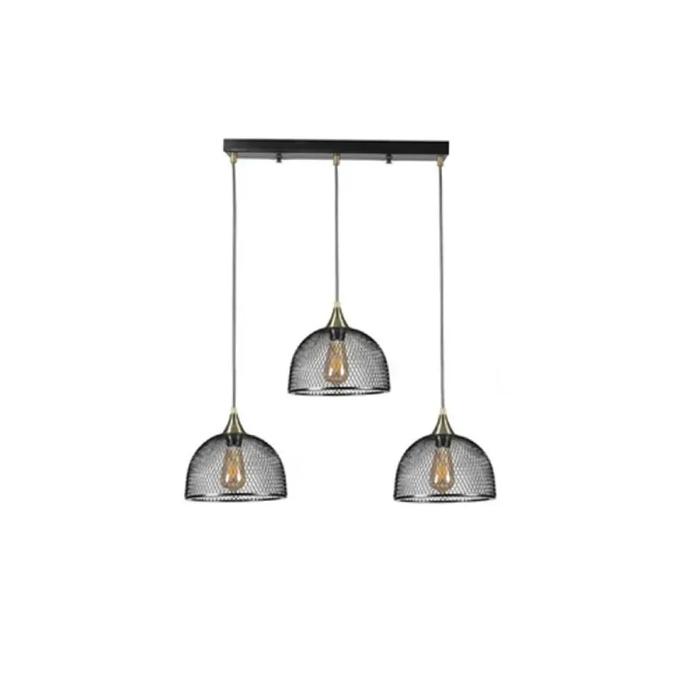 GLOBOSTAR® GLIND 201-0082 Vintage Κρεμαστό Φωτιστικό Οροφής με Ντουί 3 x E27 AC 220-240V IP20 - Μαύρο - Μ60 x Π25 x Υ50cm
