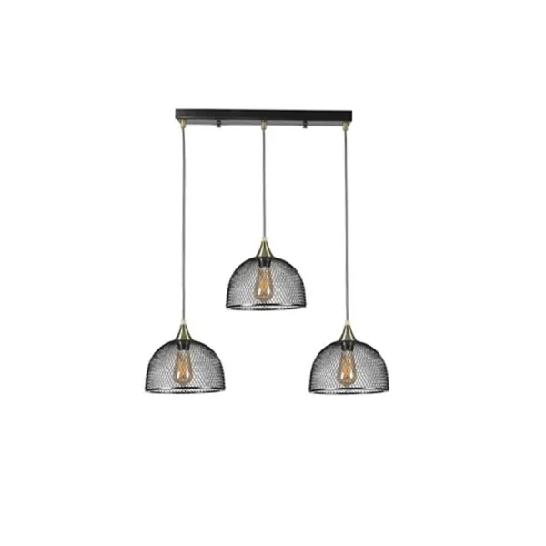 GLOBOSTAR® GLIND 201-0082 Vintage Κρεμαστό Φωτιστικό Οροφής με Ντουί 3 x E27 AC 220-240V IP20 - Μαύρο - Μ55 x Π25 x Υ70cm