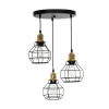 GLOBOSTAR® NOVARAY 201-0083 Vintage Κρεμαστό Φωτιστικό Οροφής με Ντουί 3 x E27 AC 220-240V IP20 - Μαύρο & Χρυσό - Μ40 x Π40 x Υ50cm