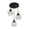 GLOBOSTAR® NOVARAY 201-0083 Vintage Κρεμαστό Φωτιστικό Οροφής με Ντουί 3 x E27 AC 220-240V IP20 - Μαύρο & Χρυσό - Μ40 x Π40 x Υ50cm