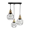 GLOBOSTAR® NOVARAY 201-0083 Vintage Κρεμαστό Φωτιστικό Οροφής με Ντουί 3 x E27 AC 220-240V IP20 - Μαύρο & Χρυσό - Μ40 x Π40 x Υ50cm