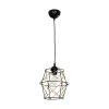 GLOBOSTAR® SOLON 201-0088 Vintage Κρεμαστό Φωτιστικό Οροφής με Ντουί 1 x E27 AC 220-240V IP20 - Μαύρο & Μπεζ - Μ22 x Π22 x Υ27cm