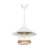 GLOBOSTAR® GLORA 201-0089 Vintage Κρεμαστό Φωτιστικό Οροφής με Ντουί 1 x E27 AC 220-240V IP20 - Λευκο & Μπεζ - Μ30 x Π30 x Υ29cm
