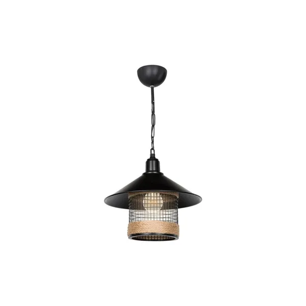 GLOBOSTAR® GLORA 201-0090 Vintage Κρεμαστό Φωτιστικό Οροφής με Ντουί 1 x E27 AC 220-240V IP20 - Μαύρο & Μπεζ - Μ30 x Π30 x Υ29cm