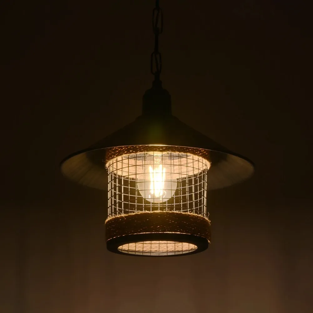 GLOBOSTAR® GLORA 201-0090 Vintage Κρεμαστό Φωτιστικό Οροφής με Ντουί 1 x E27 AC 220-240V IP20 - Μαύρο & Μπεζ - Μ30 x Π30 x Υ29cm