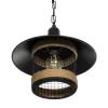 GLOBOSTAR® GLORA 201-0090 Vintage Κρεμαστό Φωτιστικό Οροφής με Ντουί 1 x E27 AC 220-240V IP20 - Μαύρο & Μπεζ - Μ30 x Π30 x Υ29cm