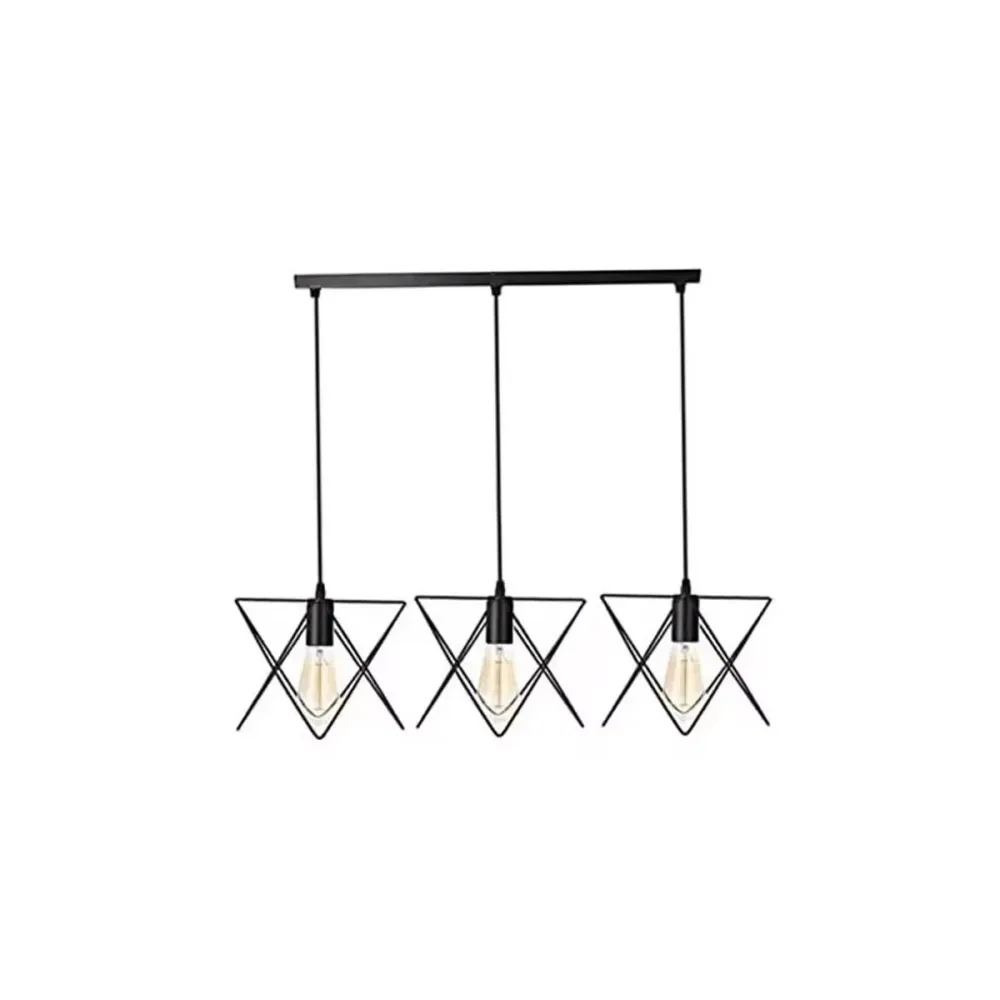 GLOBOSTAR® GLIND 201-0092 Vintage Κρεμαστό Φωτιστικό Οροφής με Ντουί 3 x E27 AC 220-240V IP20 - Μαύρο - Μ67 x Π24 x Υ55cm