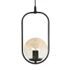 GLOBOSTAR® ZENITH 201-0093 Vintage Κρεμαστό Φωτιστικό Οροφής με Ντουί 1 x E27 AC 220-240V IP20 - Μαύρο & Μελί - Μ18 x Π15 x Υ38cm