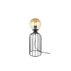 GLOBOSTAR® ZENITH 201-0094 Vintage Επιτραπέζιο Φωτιστικό Πορτατίφ με Ντουί 1 x E27 AC 220-240V IP20 - Μαύρο & Μελί - Μ15 x Π15 x Υ40cm