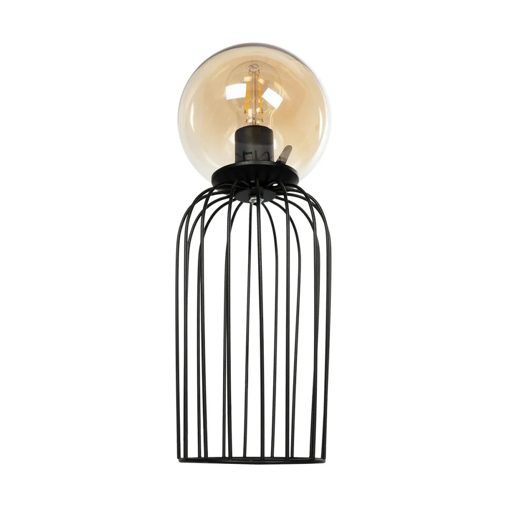 GLOBOSTAR® ZENITH 201-0094 Vintage Επιτραπέζιο Φωτιστικό Πορτατίφ με Ντουί 1 x E27 AC 220-240V IP20 - Μαύρο & Μελί - Μ15 x Π15 x Υ40cm
