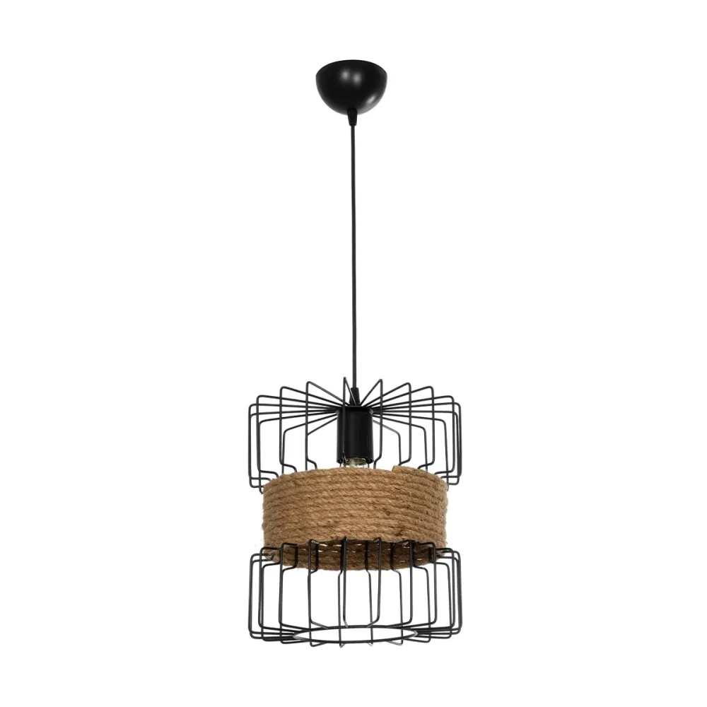GLOBOSTAR® ORB 201-0096 Vintage Κρεμαστό Φωτιστικό Οροφής με Ντουί 1 x E27 AC 220-240V IP20 - Μαύρο & Μπεζ - Μ27 x Π27 x Υ31cm