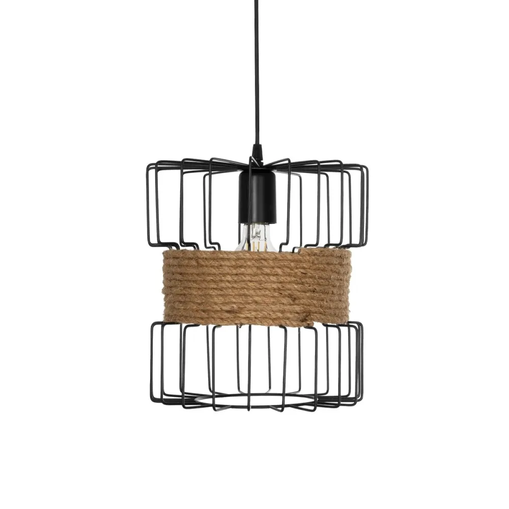GLOBOSTAR® ORB 201-0096 Vintage Κρεμαστό Φωτιστικό Οροφής με Ντουί 1 x E27 AC 220-240V IP20 - Μαύρο & Μπεζ - Μ27 x Π27 x Υ31cm