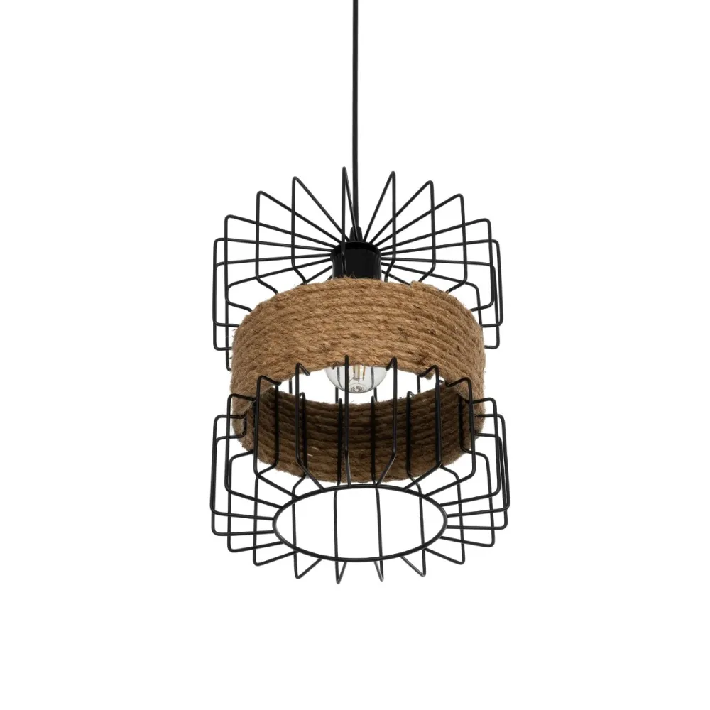 GLOBOSTAR® ORB 201-0096 Vintage Κρεμαστό Φωτιστικό Οροφής με Ντουί 1 x E27 AC 220-240V IP20 - Μαύρο & Μπεζ - Μ27 x Π27 x Υ31cm