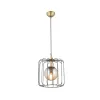 GLOBOSTAR® FLAMIA 201-0099 Vintage Κρεμαστό Φωτιστικό Οροφής με Ντουί 1 x E27 AC 220-240V IP20 - Μαύρο & Μελί - Μ31 x Π31 x Υ29cm