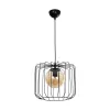 GLOBOSTAR® FLAMIA 201-0099 Vintage Κρεμαστό Φωτιστικό Οροφής με Ντουί 1 x E27 AC 220-240V IP20 - Μαύρο & Μελί - Μ31 x Π31 x Υ29cm