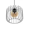 GLOBOSTAR® FLAMIA 201-0099 Vintage Κρεμαστό Φωτιστικό Οροφής με Ντουί 1 x E27 AC 220-240V IP20 - Μαύρο & Μελί - Μ31 x Π31 x Υ29cm