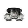 GLOBOSTAR® ILLUME 201-0100 Vintage Φωτιστικό Οροφής με Ντουί 3 x E27 AC 220-240V IP20 - Μαύρο & Διάφανο - Μ50 x Π50 x Υ19cm