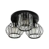 GLOBOSTAR® ILLUME 201-0100 Vintage Φωτιστικό Οροφής με Ντουί 3 x E27 AC 220-240V IP20 - Μαύρο & Διάφανο - Μ50 x Π50 x Υ19cm