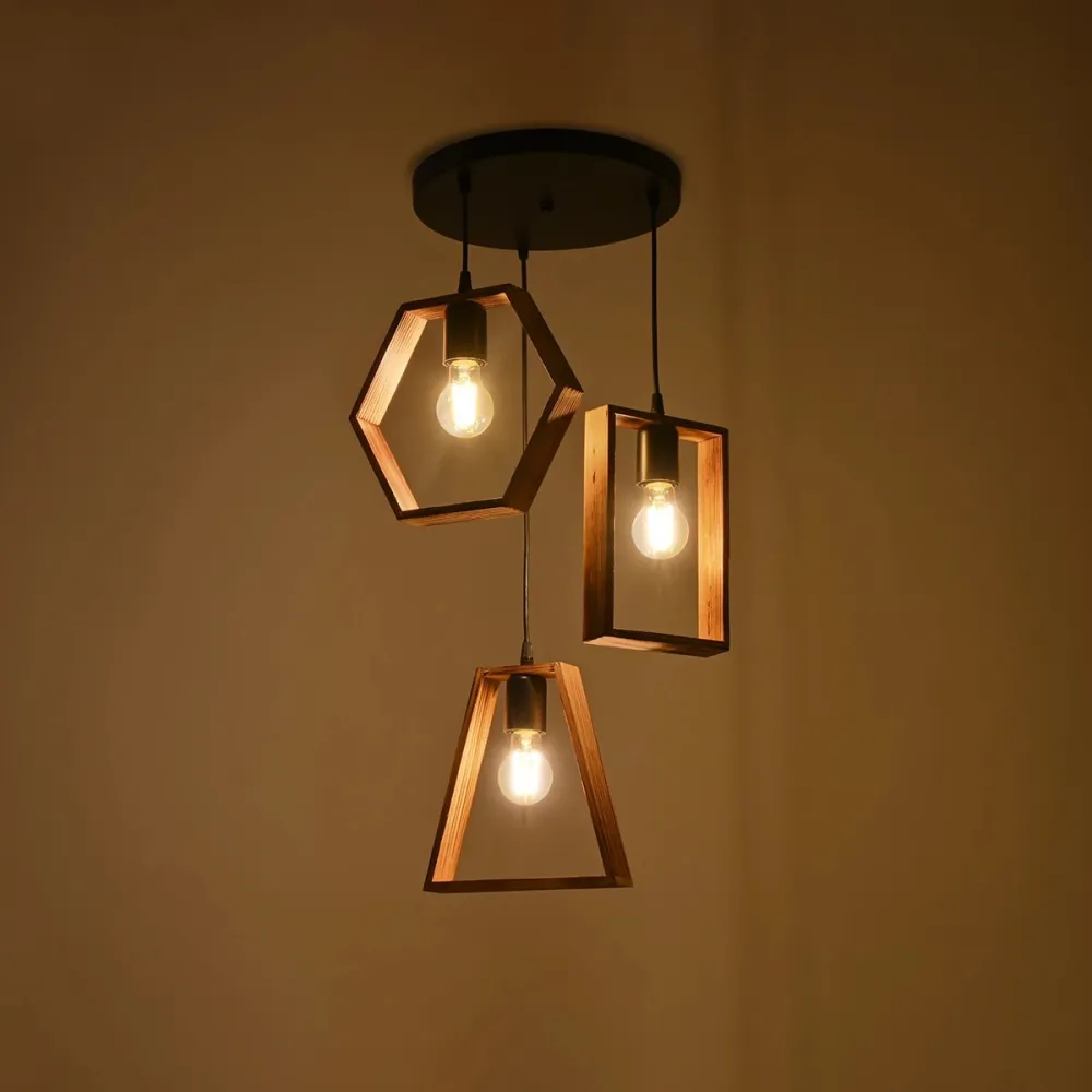 GLOBOSTAR® EMBER 201-0102 Vintage Κρεμαστό Φωτιστικό Οροφής με Ντουί 3 x E27 AC 220-240V IP20 - Καφέ & Μαύρο - Μ50 x Π50 x Υ70cm
