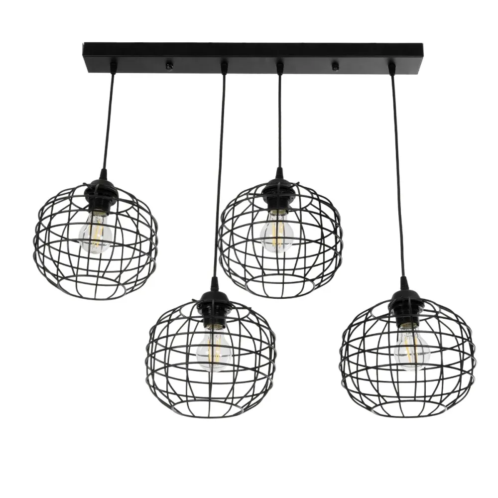 GLOBOSTAR® PULSAR 201-0103 Vintage Κρεμαστό Φωτιστικό Οροφής με Ντουί 4 x E27 AC 220-240V IP20 - Μαύρο - Μ80 x Π22 x Υ46cm